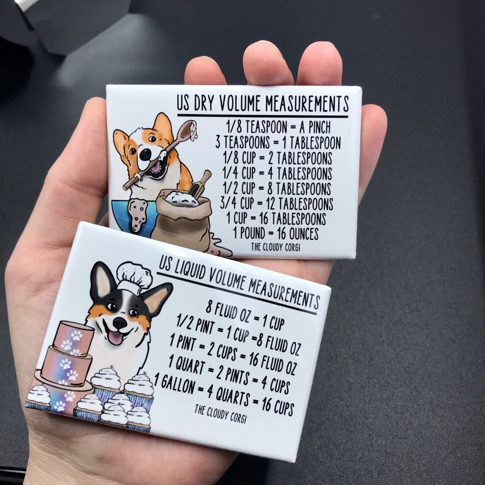 Welsh Corgi Dog Kitchen Measuring Chart Magnet Set